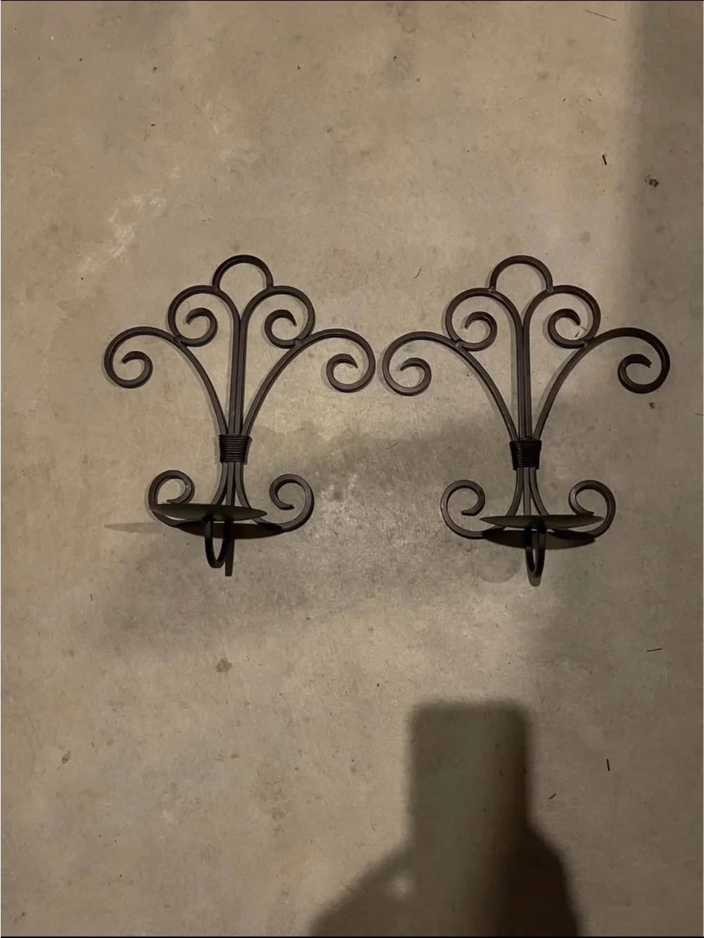 Decorative Iron Wall Sconces in Dark Brown - Set of 2
